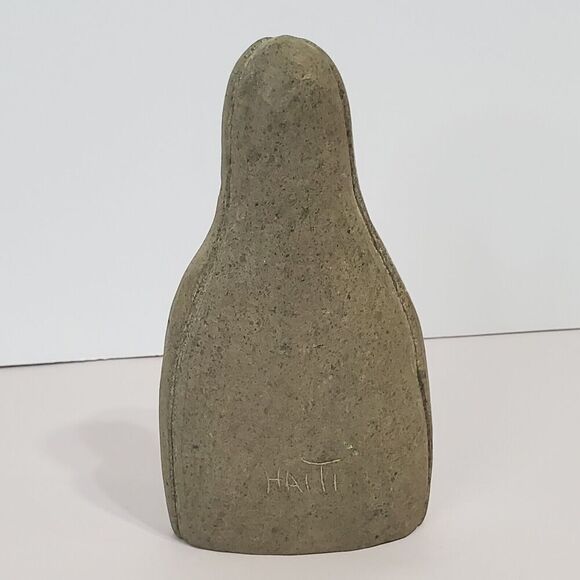 Vintage Haitian Carved River Stone Praying Woman Cross Sculpture Haiti 6" tall - Picture 3 of 6